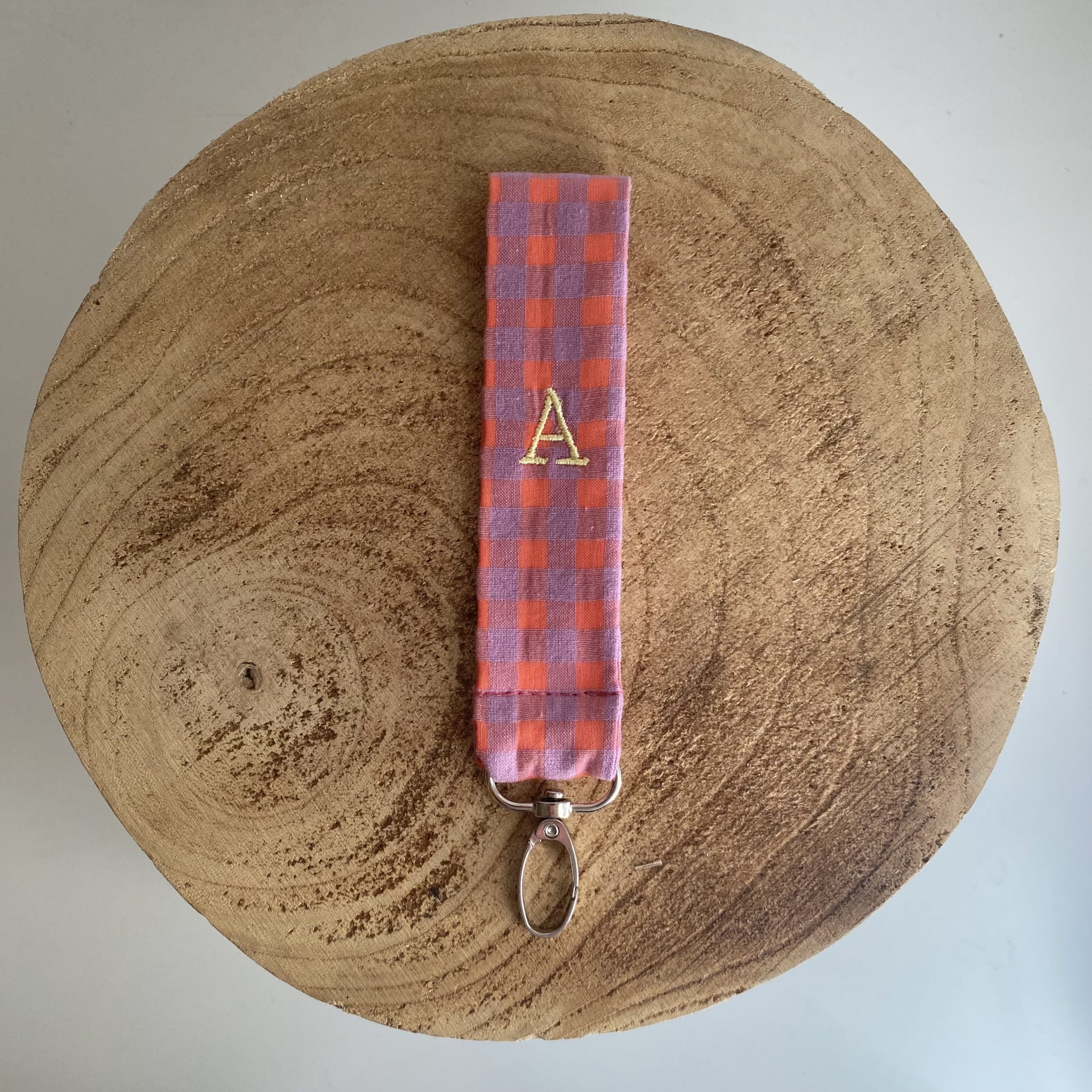 Llavero vichy Lila y Naranja