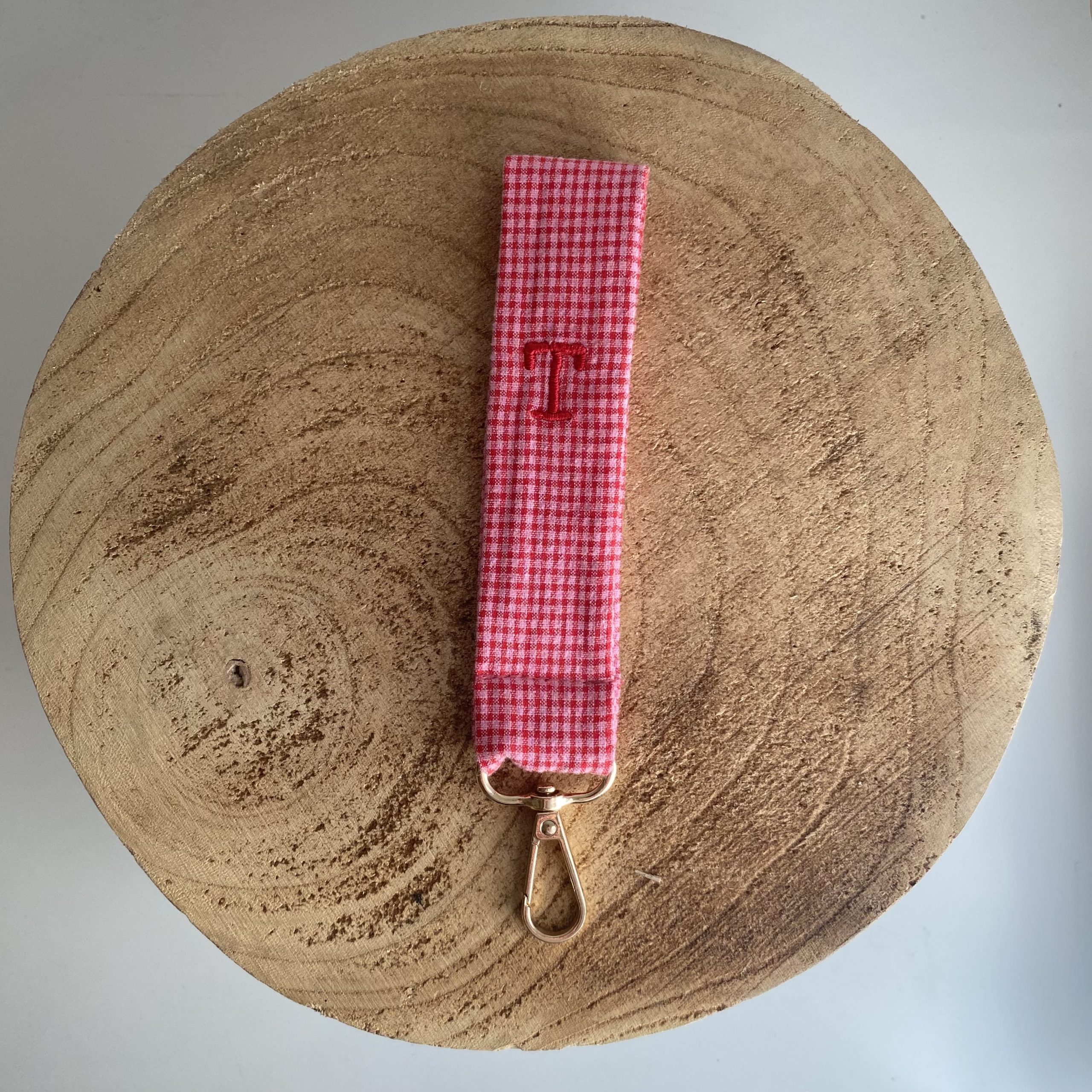 Llavero vichy Rosa y Rojo